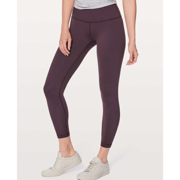 Lululemon Wunder Under Hi-Rise 7/8 Tight Full-On Luon 25" Black Cherry Size 10 - Picture 1 of 8